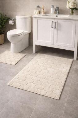 Kalebodur Pamuklu 2li Banyo Paspası Krem - Çeyiz Diyarı