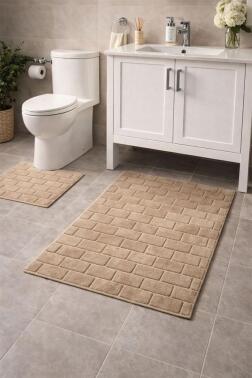 Kalebodur Pamuklu 2li Banyo Paspası Vizon - Çeyiz Diyarı