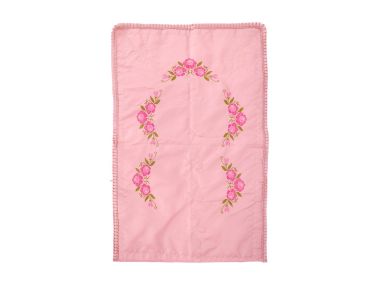 Kanaviçe Nakışlı Karanfil Saten Seccade Pembe - Çeyiz Diyarı