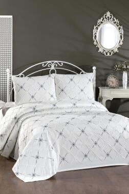 Kanola Nakışlı Şönil 3 Parça Çift Kişilik Yatak Örtüsü - Çeyiz Diyarı