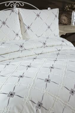 Kanola Nakışlı Şönil 3 Parça Çift Kişilik Yatak Örtüsü - Çeyiz Diyarı (1)