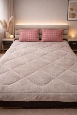 Kare Wellsoft 195x215 Cm Çift Kişilik Yorgan Takımı Kırmızı - Çeyiz Diyarı (1)