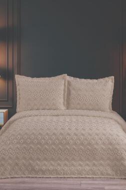 Karita Soft Çift Kişilik Pike Takımı Bej - Çeyiz Diyarı