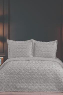 Karita Soft Çift Kişilik Pike Takımı Gri - Çeyiz Diyarı