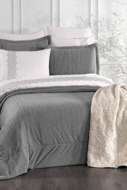 Karmen 10 Parça Battaniyeli Çeyiz Seti Gri - Çeyiz Diyarı