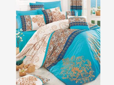 Katre %100 Pamuk Çift Kişilik Nevresim Takımı Mavi - Çeyiz Diyarı