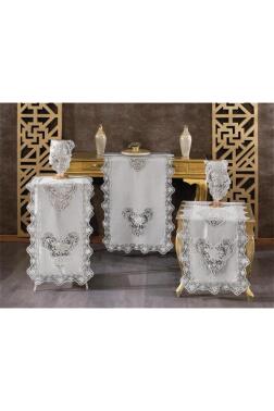 Katre Keten 5 Parça Salon Takımı Gri - Çeyiz Diyarı