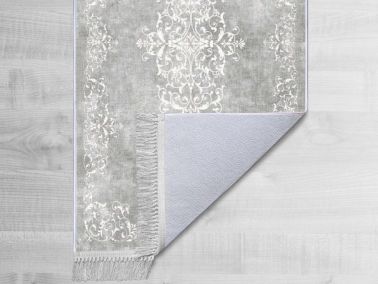 Kaymaz Taban Dijital Baskı Kadife Halı Alberta Gri 80x300 cm - Çeyiz Diyarı (1)