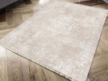 Kaymaz Taban Dijital Baskı Kadife Halı Alberta Krem 80x140 Cm - Çeyiz Diyarı