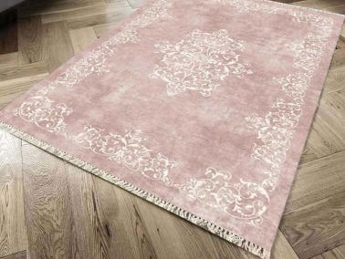 Kaymaz Taban Dijital Baskı Kadife Halı Alberta Pudra 80x200 cm - Çeyiz Diyarı