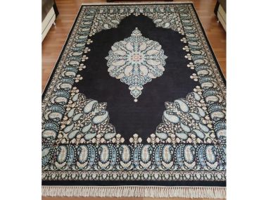 Kaymaz Taban Dijital Baskı Kadife Halı Belle Siyah 200x300 cm - Çeyiz Diyarı