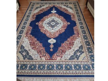 Kaymaz Taban Dijital Baskı Kadife Halı Berthe Lacivert 200x300 cm - Çeyiz Diyarı