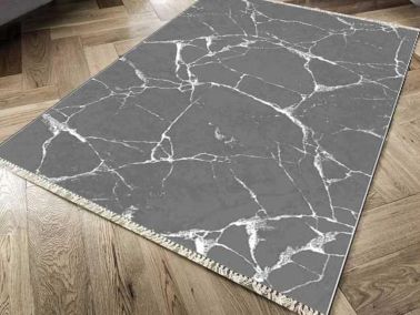 Kaymaz Taban Dijital Baskı Kadife Halı Crack Wall Antrasit 80x200 cm - Çeyiz Diyarı