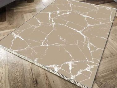 Kaymaz Taban Dijital Baskı Kadife Halı Crack Wall Bej 100x300 cm - Çeyiz Diyarı