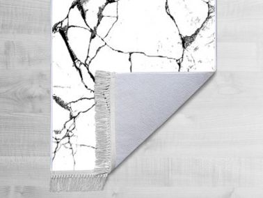 Kaymaz Taban Dijital Baskı Kadife Halı Crack Wall Beyaz 100x200 cm - Çeyiz Diyarı (1)