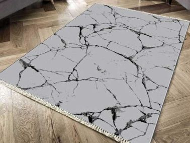 Kaymaz Taban Dijital Baskı Kadife Halı Crack Wall Gri 150x220 Cm - Çeyiz Diyarı