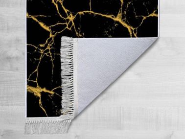 Kaymaz Taban Dijital Baskı Kadife Halı Crack Wall Siyah Gold 180x280 cm - Çeyiz Diyarı (1)