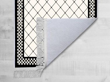 Kaymaz Taban Dijital Baskı Kadife Halı Dama Beyaz 180x280 cm - Çeyiz Diyarı (1)