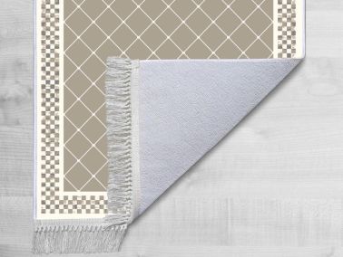 Kaymaz Taban Dijital Baskı Kadife Halı Dama Cappucino 100x200 cm - Çeyiz Diyarı (1)