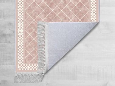 Kaymaz Taban Dijital Baskı Kadife Halı Dama Pudra 180x280 cm - Çeyiz Diyarı (1)