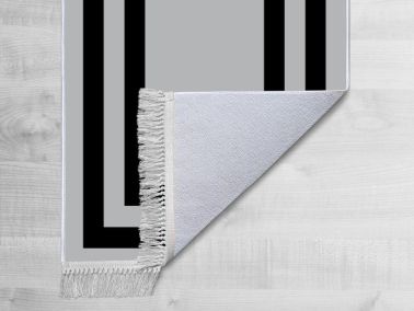 Kaymaz Taban Dijital Baskı Kadife Halı Geometric Gri 80x300 cm - Çeyiz Diyarı (1)