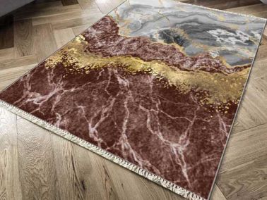Kaymaz Taban Dijital Baskı Kadife Halı Lava Life Gold 180x280 cm - Çeyiz Diyarı