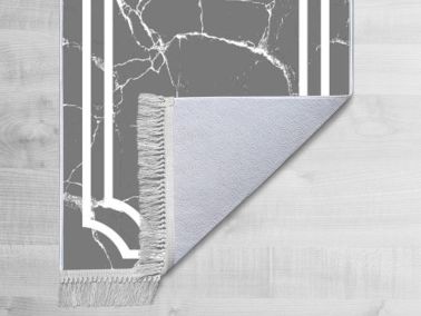 Kaymaz Taban Dijital Baskı Kadife Halı Linear Stone Antrasit 80x300 cm - Çeyiz Diyarı (1)