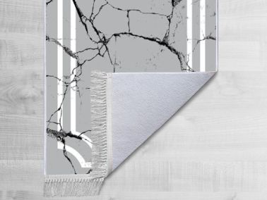 Kaymaz Taban Dijital Baskı Kadife Halı Linear Stone Gri 80x200 cm - Çeyiz Diyarı (1)