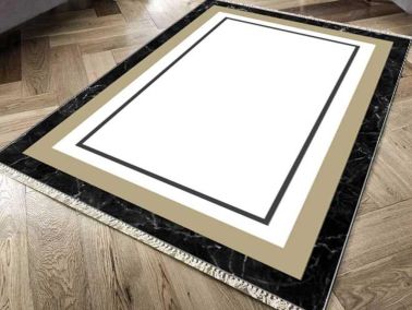 Kaymaz Taban Dijital Baskı Kadife Halı Serik Beyaz 180x280 cm - Çeyiz Diyarı