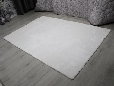 Kaymaz Taban Eksen Peluş Halı Beyaz 80x150 Cm - Çeyiz Diyarı
