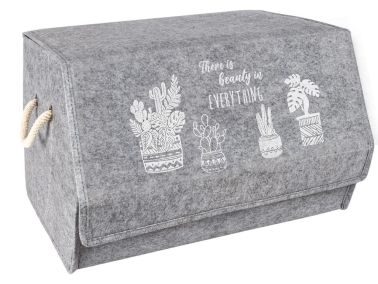 Keçe Köşeli Kapaklı Kutu Gri - Çeyiz Diyarı