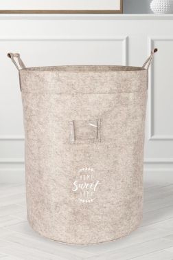 Keçe Tahta Saplı Sepet Kahve - Çeyiz Diyarı