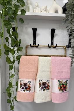 Kelebek Baskılı 3lü Mutfak Havlu Takımı 30x50 Cm - Çeyiz Diyarı