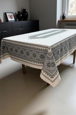 Kervan Dertsiz Masa Örtüsü 140x180 cm Gri - Çeyiz Diyarı