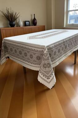 Kervan Dertsiz Masa Örtüsü 150x260 cm Kahve - Çeyiz Diyarı