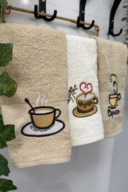 Kokora Nakışlı 3lü Mutfak Havlu Takımı 30x50 Cm - Çeyiz Diyarı (1)