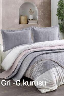 Kristal Casual 7 Parça Çift Taraflı Gelin Seti Koyu Gri - Gül Kurusu - Kristal