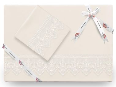 Kristal Fransız Güpürlü Nevresim Takımı Krem - Çeyiz Diyarı