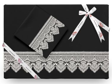 Kristal Fransız Güpürlü Nevresim Takımı Siyah - Çeyiz Diyarı