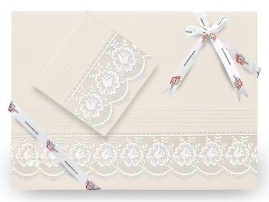 Lalezar Lüx Fransız Güpürlü Nevresim Takımı Krem - Çeyiz Diyarı