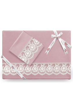 Lalezar Sade Fransız Güpürlü Nevresim Takımı Pudra - Çeyiz Diyarı