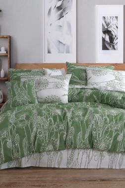 Lara %100 Pamuk Çift Kişilik Nevresim Takımı Yeşil - Çeyiz Diyarı