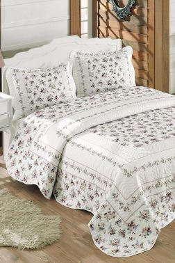 Larisa Baskılı Kapitoneli Çift Kişilik Yatak Örtüsü - Çeyiz Diyarı