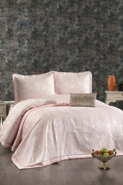 Larissa Şönil Çift Kişilik Yatak Örtüsü 260x260 cm Somon - Çeyiz Diyarı