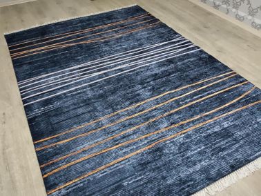 Latex Kaymaz Taban Dijital Baskı Kadife Halı Adela Siyah 180x280 cm - Çeyiz Diyarı