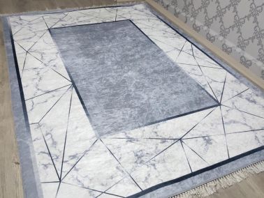 Latex Kaymaz Taban Dijital Baskı Kadife Halı Esta Gri 80x300 cm - Çeyiz Diyarı