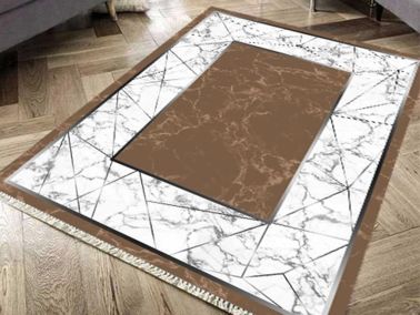 Latex Kaymaz Taban Dijital Baskı Kadife Halı Esta Kahve 80x200 cm - Çeyiz Diyarı