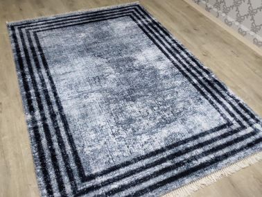 Latex Kaymaz Taban Dijital Baskı Kadife Halı Milan Gri-Siyah 80x150 cm - Çeyiz Diyarı