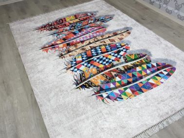 Latex Kaymaz Taban Dijital Baskı Kadife Halı Valentia Renklii 80x300 cm - Çeyiz Diyarı