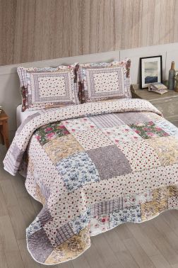 Lauren Baskılı Kapitoneli Çift Kişilik Yatak Örtüsü - Çeyiz Diyarı